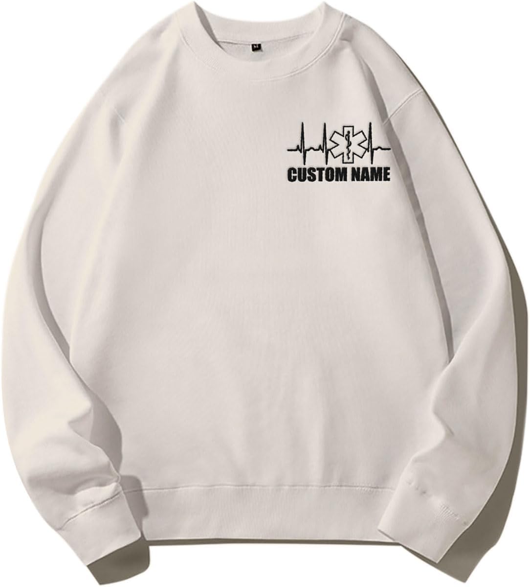 Personalized EMT EMS Paramedic Thin White Line Embroidered Sweatshirt, EMT Student, EMT Future, Medical Worker (Cotton, SS135)