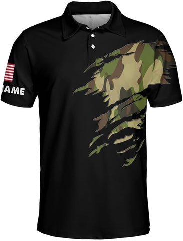 Veteran Polo Shirt for Men Custom US Army Polo Shirts Military Veterans Pride American Flag Gifts Memorial Day Army Shirts