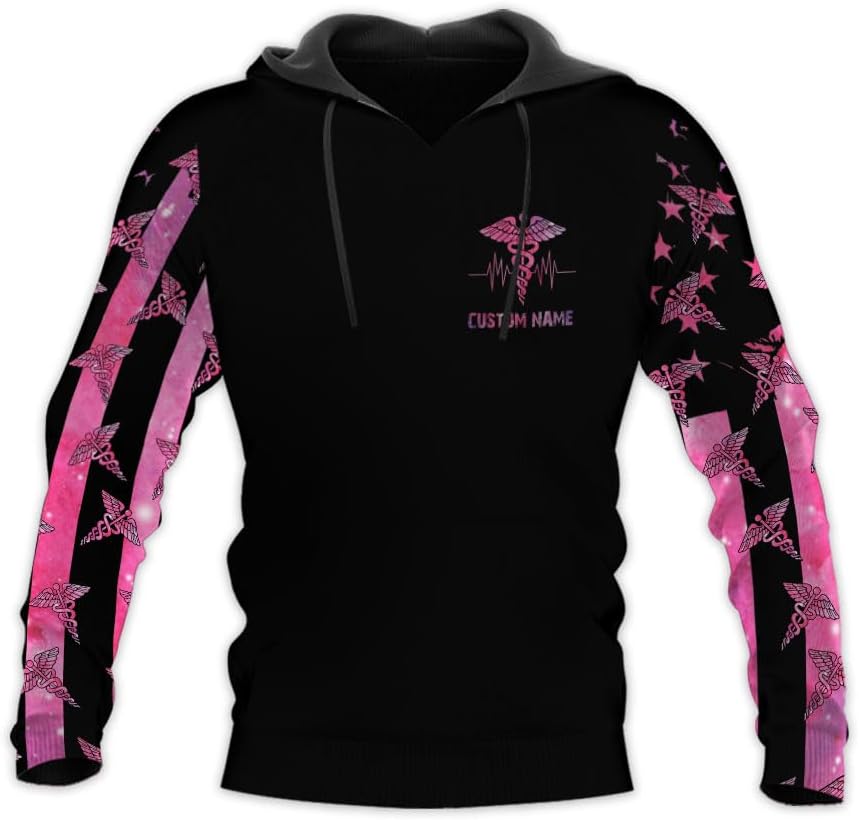 Woseprints Personalized Name 3D Nurse Shirts, Emergency Nurse T-Shirt Gifts