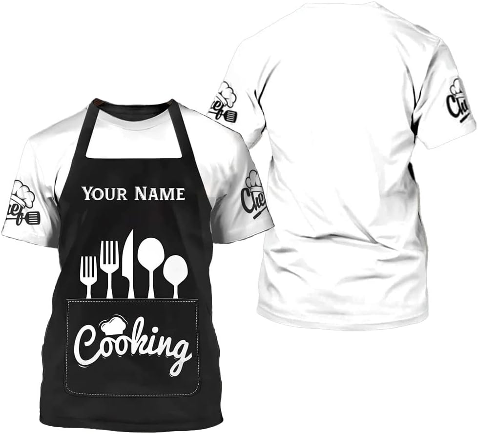 Personalized Chef Shirt Master Chef 3D Shirts Chef Gifts Custom Name Chefs Shirt for Men and Women, TShirt Chef Utility Shirt