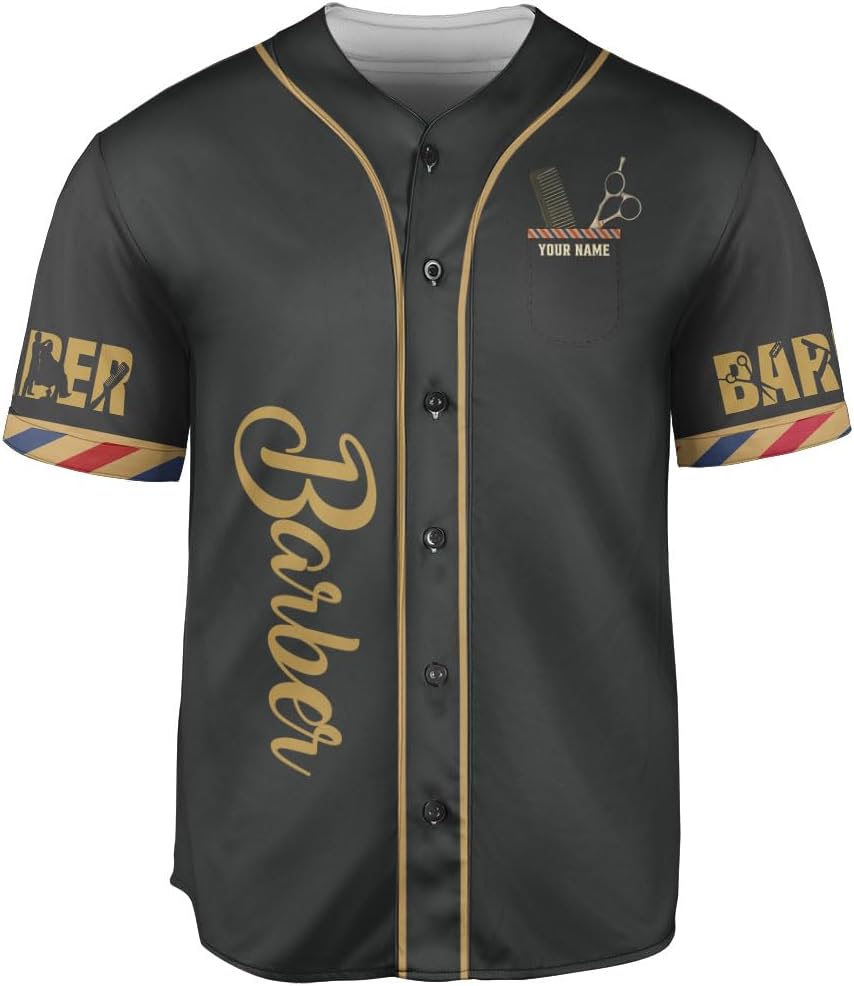 Personalized Barber Shop Baseball Jersey, Hairdresser Jersey, Barber Tools Hat