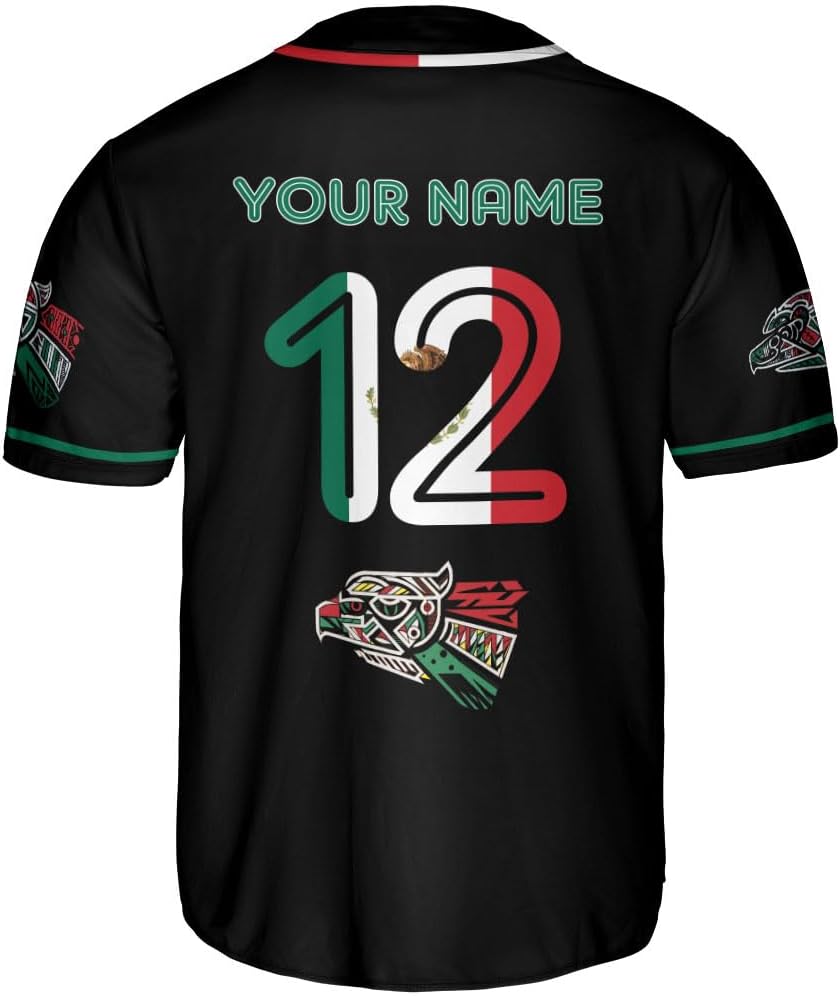 Mostprints Custom Mexico Baseball Jerseys Mexican Eagle & Flag Shirt for Teams, Mexico Shirts for Men & Women Size S-5XL