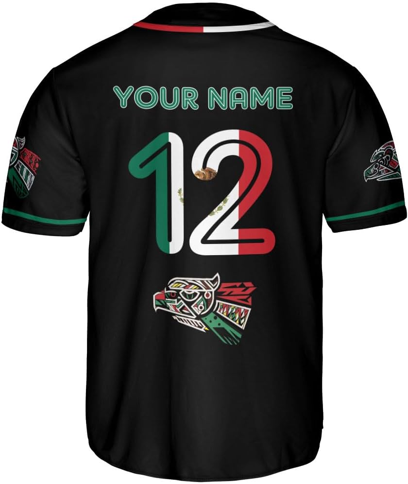 Mostefy Personalized Mexico Baseball Jerseys Mexican Eagle & Flag Shirt for Teams, Mexico Shirts for Men & Women Size S-5XL1