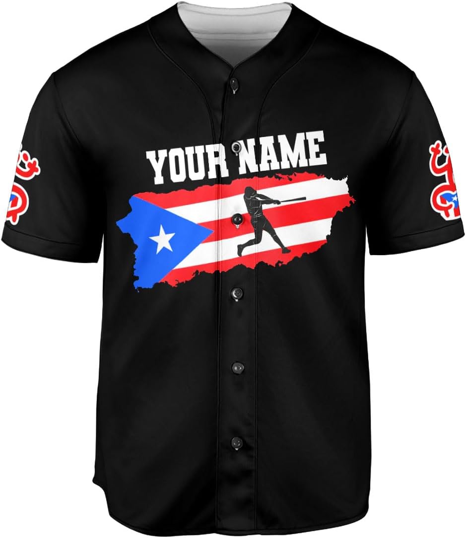 Personalized Puerto Rico Baseball Shirt,Customized Team Name Puerto Rican Baseball Jersey for Men,Women S-5XL