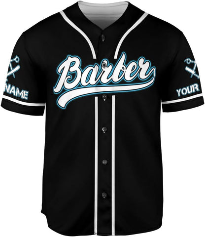 Custom Barber Shop Baseball Jersey Personalized Name Barber Shirt 3D for Men Women Hairdresser Shop Gift Scissors Pole Shirts