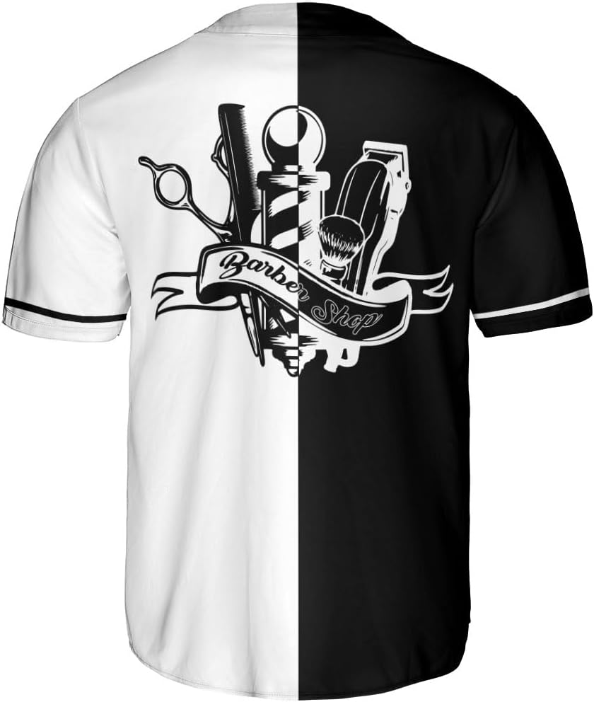 Custom Barber Shop Baseball Jersey Personalized Name Barber Shirt 3D for Men Women Hairdresser Shop Gift Scissors Pole Shirts