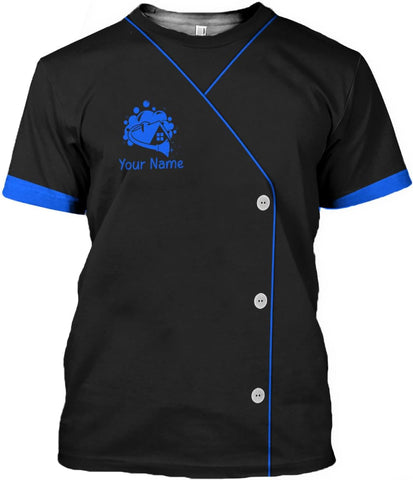 MoonArt Personalized Hoosekeeping Shirts 3D Over Print for Men & Women, Housekeeper House Cleaning Uniforms for Women