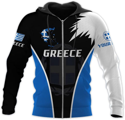 Suseaz Personalized Greece Hoodie Greek Coat of Arms Flag Grecian 3D Sweatshirt Greece Zip Hoodie Grecian Pride Gift Shirt