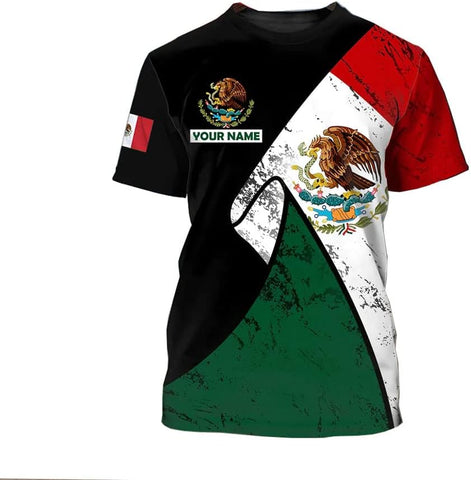 RoyalBro Personalized Mexico Shirt, Camisas de Mexico Customized Mexican Shirts Mexican Flag Mexico 3D Shirt for Men Women