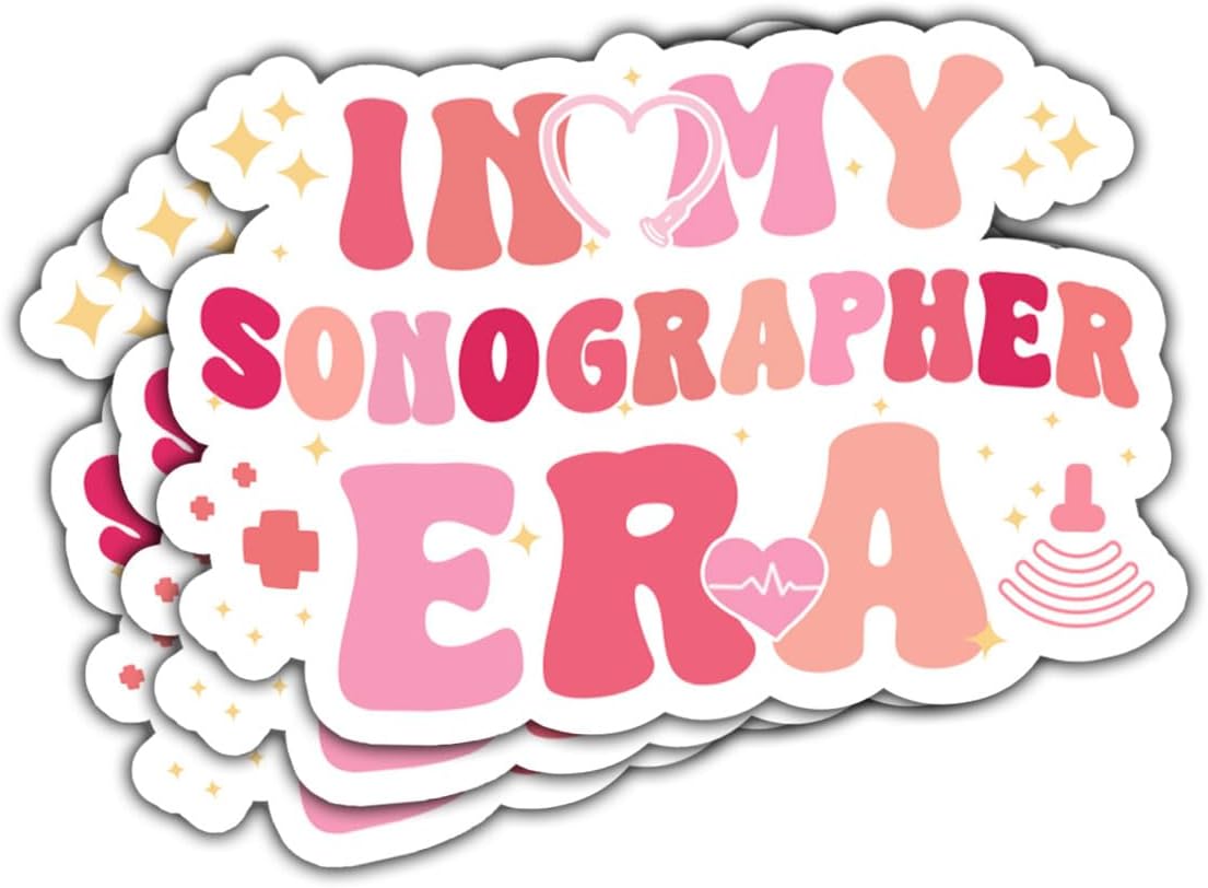 (3pcs) in My Sonographer Era Sticker, Sonographer Sticker, Sonography Sticker Die-Cut Waterproof Vinyl Sticker Laptop Water Bottle Window Phone Helmet