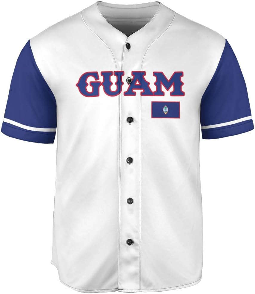 Leprints Personalized Guam Baseball Jersey Shirt, Guahan Flag Jersey, Guam Islander Pride Jersey for Men and Women