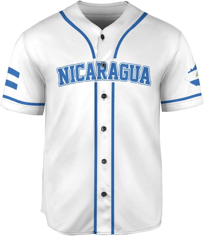 Podagree Personalized Nicaragua Baseball Jersey Shirt Name Nicaraguan Baseball Jersey for Men & Women Nicaraguan Camisas