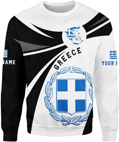 Suseaz Personalized Greece Hoodie Greek Coat of Arms Flag Grecian 3D Sweatshirt Greece Zip Hoodie Grecian Pride Gift Shirt