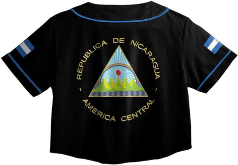 Personalized Nicaragua Baseball Croptop Shirt, Nicaraguan Flag Jersey for Women Jersey Pride
