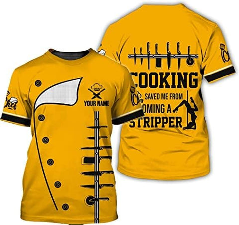 Personalized Chef Shirt Master Chef 3D Shirts Chef Gifts Custom Name Chefs Shirt for Men and Women, Tshirt Chef Utility Shirt