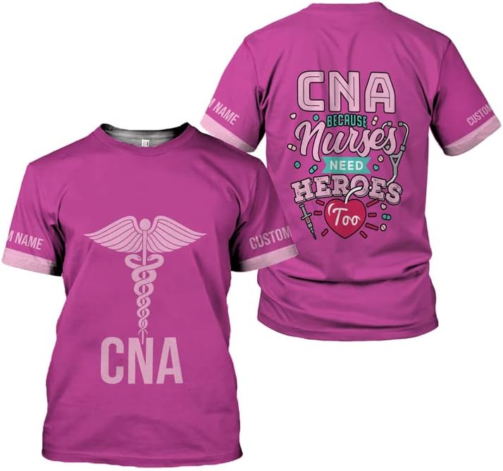 Generic Personalized Nurse Shirt, RN, CNA, Unisex-Adults, Short Sleeve, T-Shirt, 3D All-Over Print, Bl4, 5X-Large