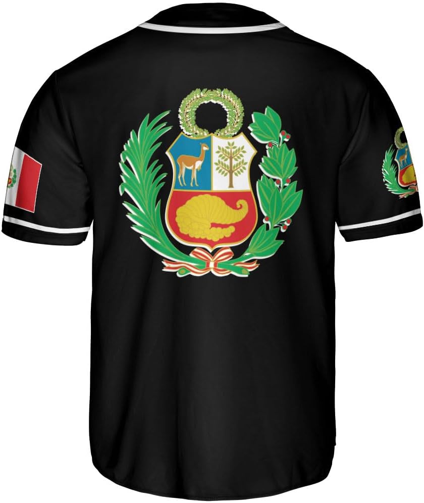 Podagree Personalized Peru Baseball Jersey, Peruvian Proud Flag Jersey Shirt Peru Coat of Arms Peruvian Gift for Men Women