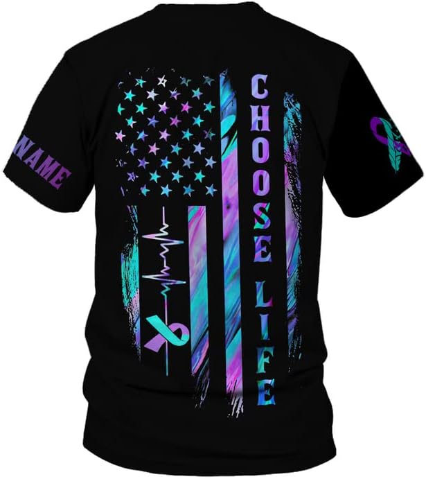 Personalized Name Suicide Awareness Shirt, Customized 3D Suicide Prevention Awareness Tshirt, Mental Health Awareness T shirts, Mental Health Clothing, Semicolon Shirt, Life Matters Shirts RD05