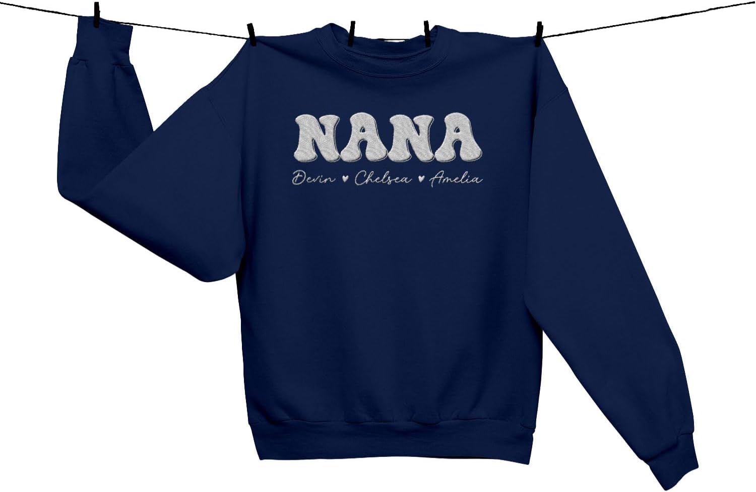 Personalized Nana Sweatshirt for Women, Custom Nana with Grandkids Names Gifts Christmas, Vallentine, Mothers Day (Polycotton, SS10)