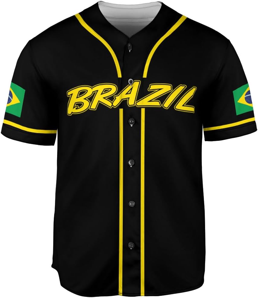 Mostprints Personalized Brazil Baseball Jersey Shirt 3D Brasil Brazilian Flag Bandera Bandeira Jersey Soccer for Men Women