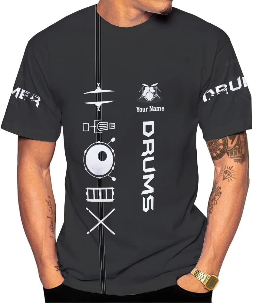 Personalized 3D Drummer Shirt - Custom Name 3D Drum Shirt Gift for Women & Men