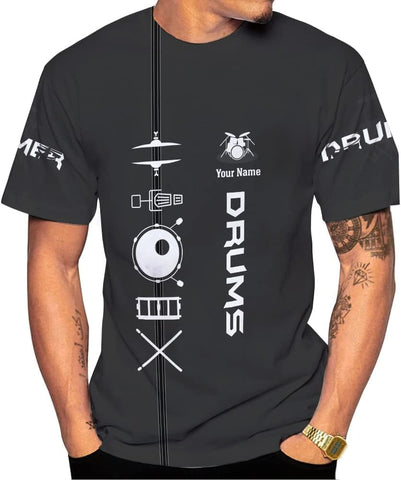 Personalized 3D Drummer Shirt - Custom Name 3D Drum Shirt Gift for Women & Men