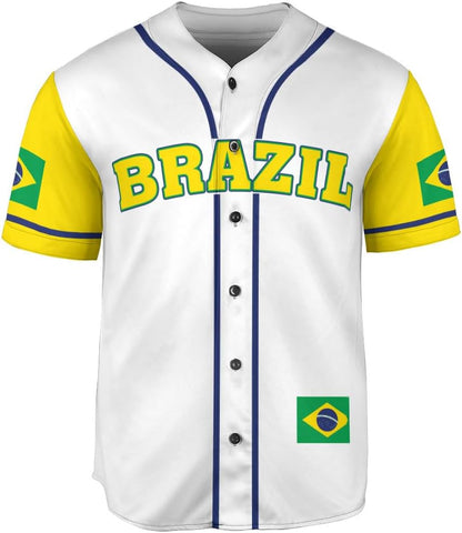 Mostprints Personalized Brazil Baseball Jersey Shirt 3D Brasil Brazilian Flag Bandera Bandeira Jersey Soccer for Men Women