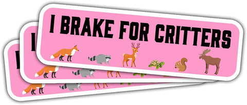 I Brake for Critters Bumper Sticker – Funny Animal Lover Bumper Stickers, Wildlife Rescue Vinyl Decal 5 Inch for Car, Truck, Laptop, Window, Cooler, Helmet – Cute Road Safety Sticker for Drivers