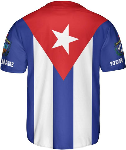 AOVL Personalized Cuba Baseball Jersey Shirt Cuba Flag Jersey Cuban Jersey for Men and Women Jersey Cuban Cuba Flag Shirt