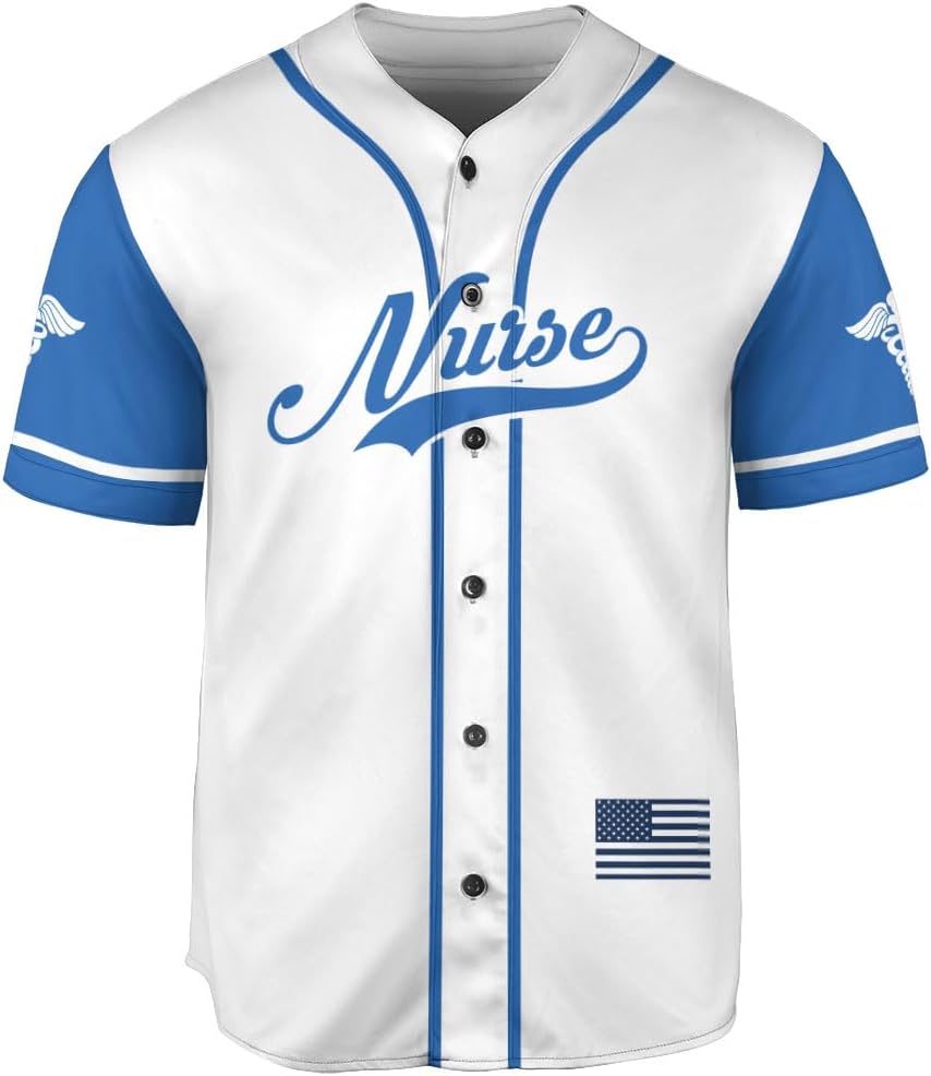 Woseprints Personalized Nurse Baseball Jersey Shirt, Nurse Graduation Gifts Funny Nurse T-Shirt Gift Nursing Emergency Shirts