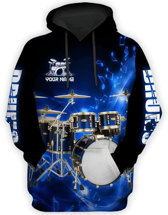 Personalized 3D Drummer Shirt - Custom Name 3D Drum Shirt Gift for Women & Men