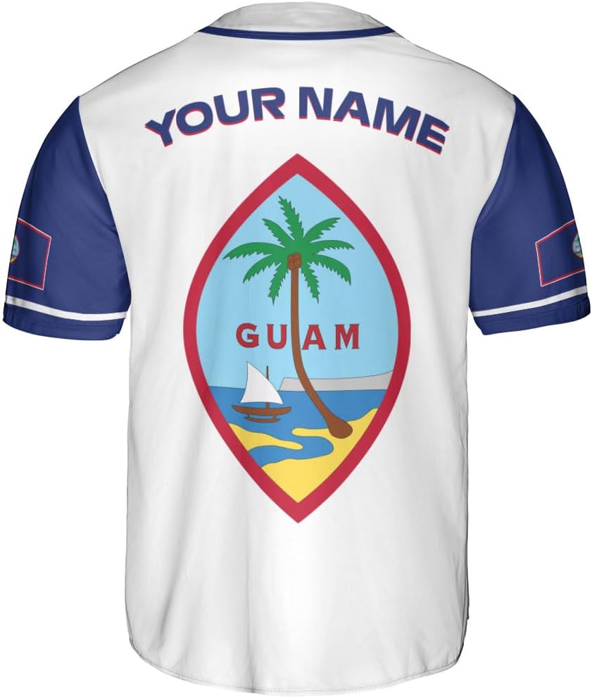 Leprints Personalized Guam Baseball Jersey Shirt, Guahan Flag Jersey, Guam Islander Pride Jersey for Men and Women