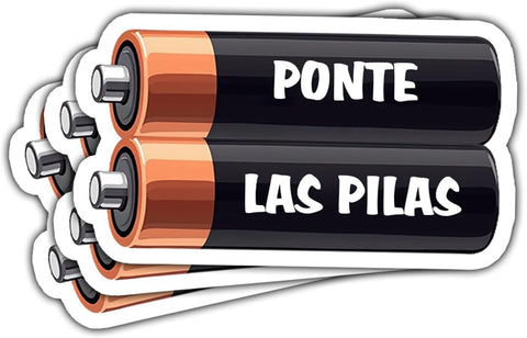 3pcs Ponte Las Pilas Sticker - Funny Put On Your Batteries Sayings, No Pasa Nada Sticker, Hydroflask Stickers Waterproof for Water Bottles Laptop Phone Car Window Helmet Vinyl Stickers 3 Inches