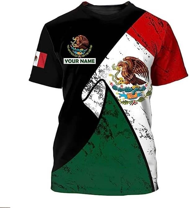 RoyalBro Personalized Mexico Shirt, Camisas de Mexico Customized Mexican Shirts Mexican Flag Mexico 3D Shirt for Men Women