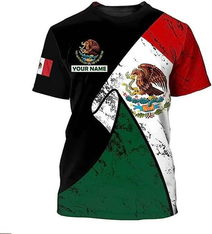 RoyalBro Personalized Mexico Shirt, Camisas de Mexico Customized Mexican Shirts Mexican Flag Mexico 3D Shirt for Men Women