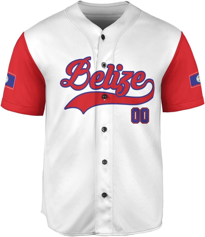 Personalized Belize Baseball Jersey Shirt, Belizean Flag Jersey, Belizean Pride Jersey for Men and Women