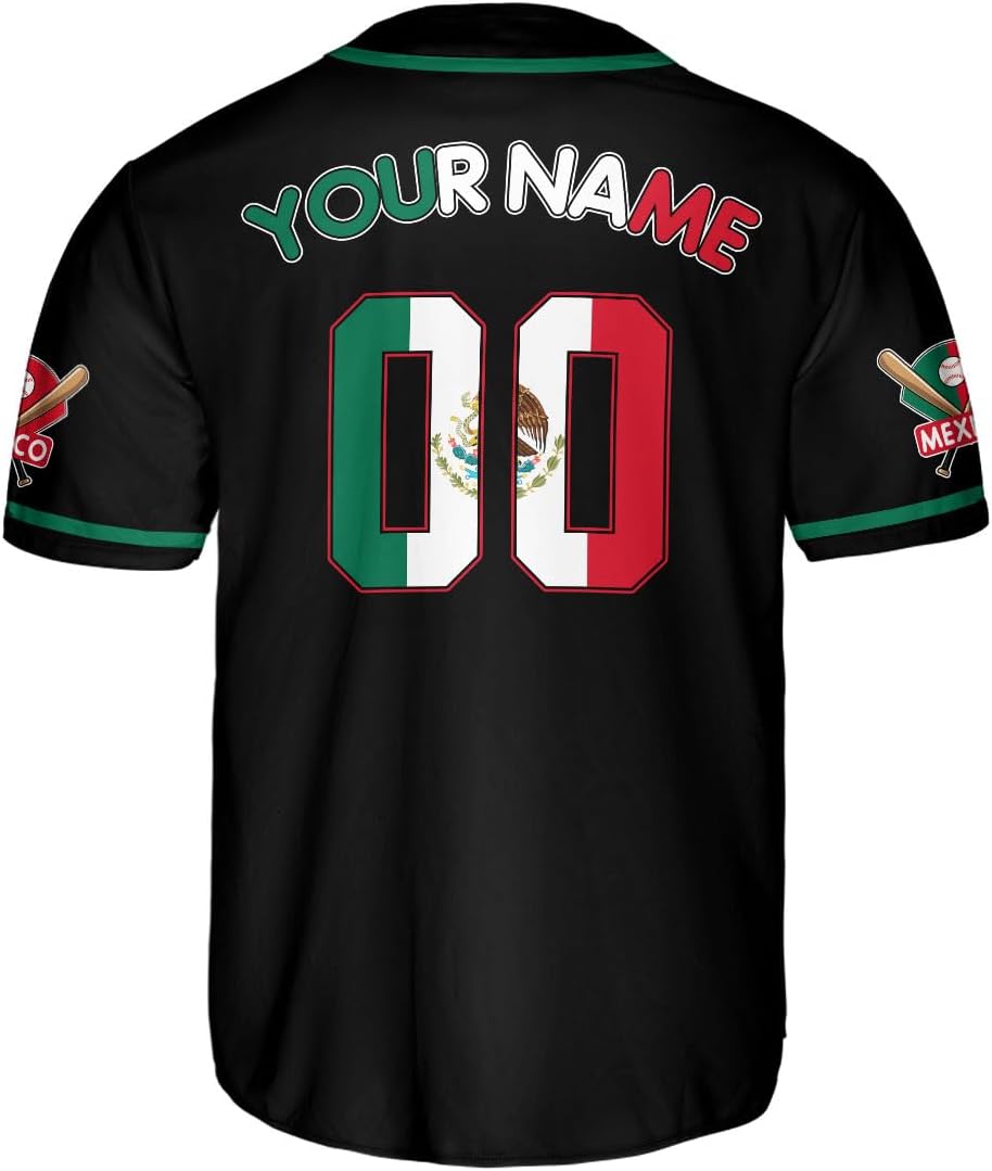 RoyalBro Personalized Mexico Baseball Jersey, Mexican Jersey for Men & Women, Mexican Flag Jersey, Mexico Shirt Camisas