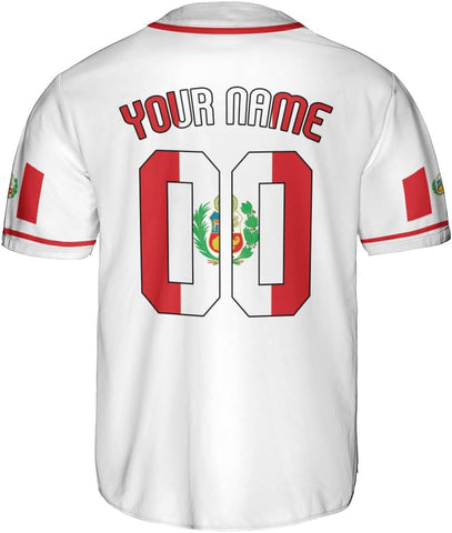 Podagree Personalized Peru Baseball Jersey, Peruvian Proud Flag Jersey Shirt Peru Coat of Arms Peruvian Gift for Men Women