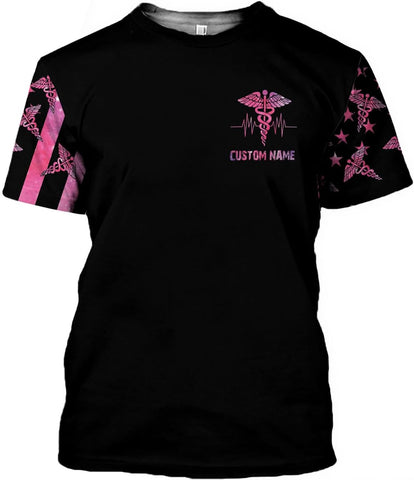 Woseprints Personalized Name 3D Nurse Shirts, Emergency Nurse T-Shirt Gifts