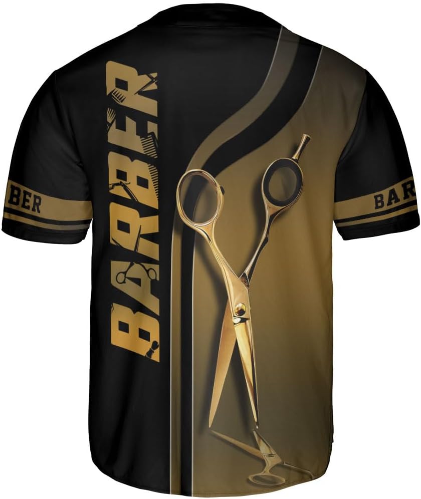 Custom Barber Shop Baseball Jersey Personalized Name Barber Shirt 3D for Men Women Hairdresser Shop Gift Scissors Pole Shirts