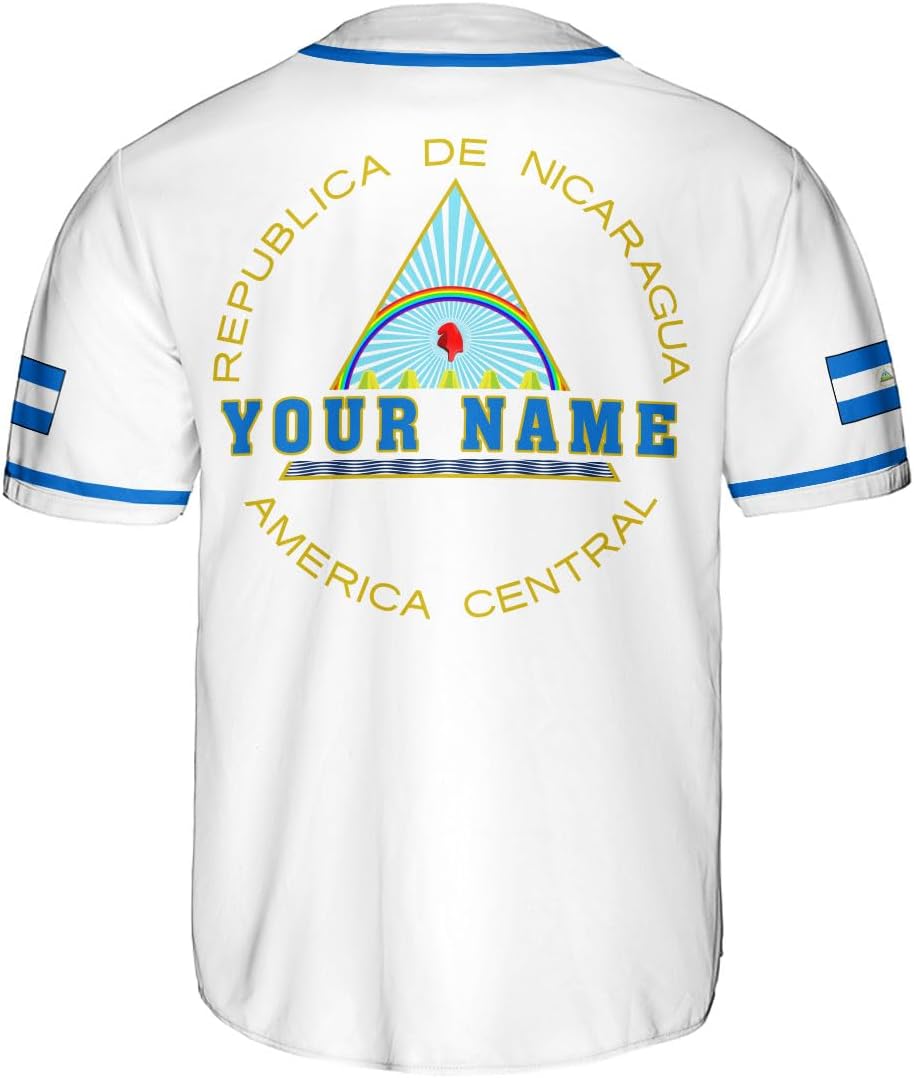 Podagree Personalized Nicaragua Baseball Jersey Shirt Name Nicaraguan Baseball Jersey for Men & Women Nicaraguan Camisas