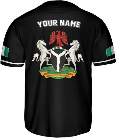 AOVL Personalized Nigeria Baseball Jersey Nigerian Flag Jersey Shirts Nigeria Flag Nigerian Pride Gift T-Shirt Nigerian Pride