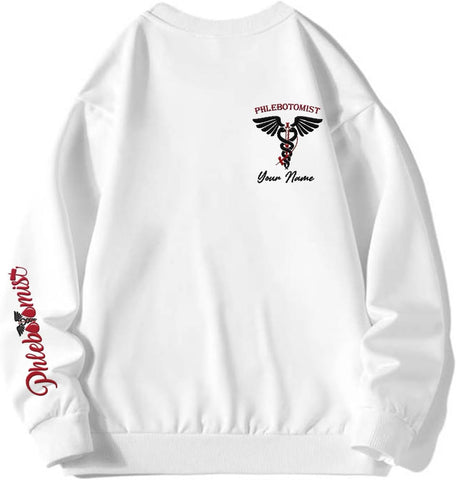 Custom Phlebotomist Sweatshirt Medical Sweater Phlebotomy Tech Shirt Syringe Needle Blood Gift New Technician Veins