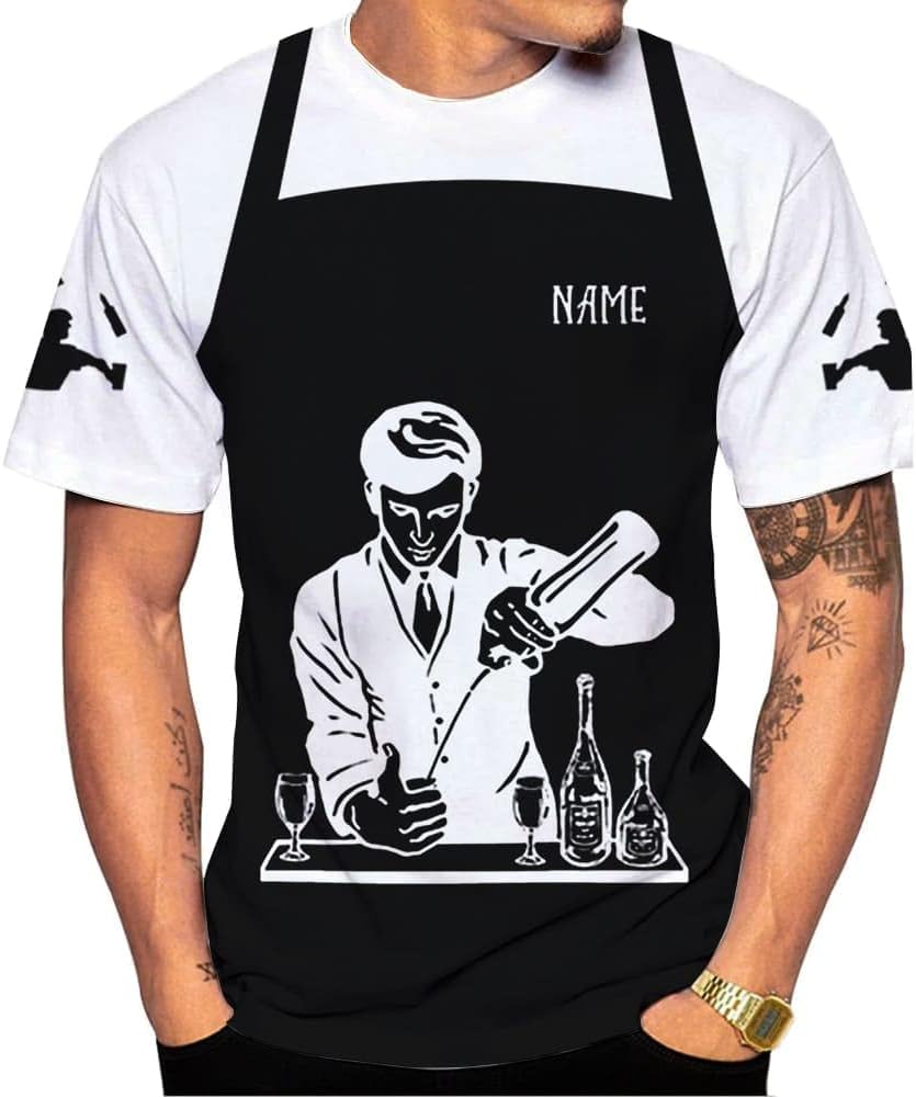 Personalized Bartender Shirt Custom Bartender Shirts Bartending 3D T Shirts Bartender Cocktail Wine Tshirt for Men and Women