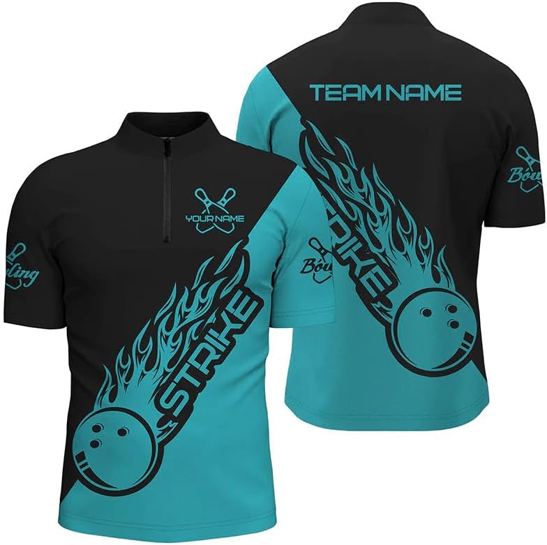 Custom Bowling Jerseys for Men Women Personalized Team Name Quarter Zip 3D Apparel Customized Bowling Jersey Shirts Unisex