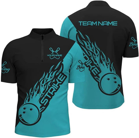 Custom Bowling Jerseys for Men Women Personalized Team Name Quarter Zip 3D Apparel Customized Bowling Jersey Shirts Unisex
