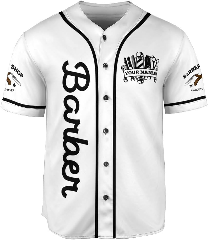 AOVL Personalized Barber Baseball Jersey Barber Shop Shirt Barber Gift Men Barber Professional Baseball Jerseys Hair Stylist