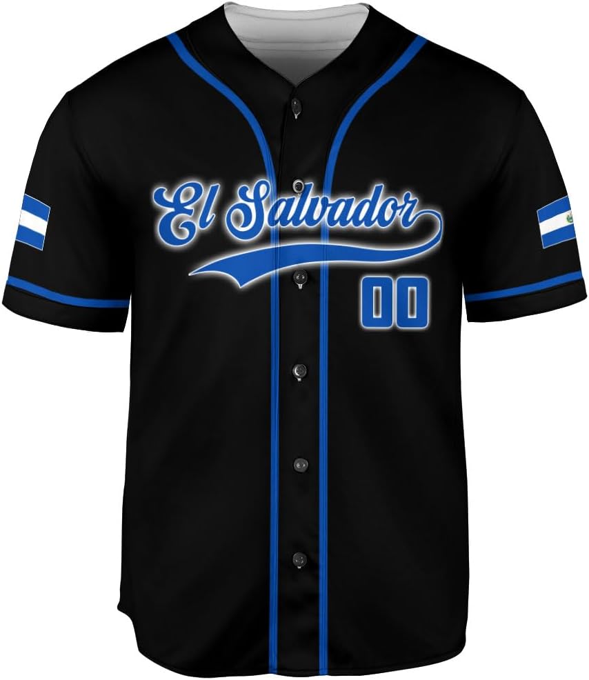 Personalized Name El Salvador Baseball Jersey Shirt El Salvador Flag Shirt Men Salvadorans Pride Jersey El Salvadoreña Tshirt