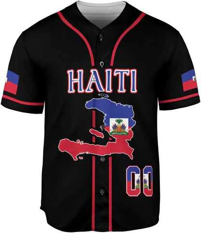 Ligthuy Personalized Name Haiti Baseball Jersey, Customized Haitian Baseball Jerseys for Men Women Haitian Flag Shirt 3D