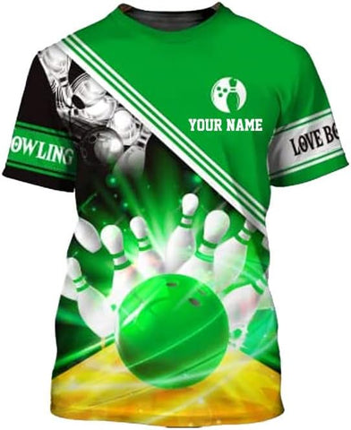 Personalized Bowling Shirt Custom Name Shirts Gift for Women & Men Womens Polo Team 3D Unisex Jersey Short Sleeve Funny